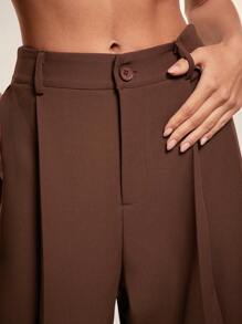 Glamine Áo khoác dạ màu Maillard dành cho nữ, quần áo mùa đông đi làm và mặc hàng ngày cho phụ nữ, quần ống rộng cạp cao mùa đông cho nữ quần công sở chuyên nghiệp thường ngày - Cà phê nâu - Xem 6