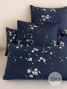 2pcs Soft Microfiber Pillow Covers - Floral Pattern, Hypoallergenic & Breathable, Available In Oversized, Long, Standard, King, Queen, Extra Large, European, Square Sizes, Suitable For All Seasons - Royal Blue - View 4