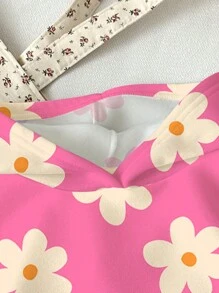 SHEIN 少女休闲可爱碎花粉色长袖卫衣，适合秋冬季穿着 - 彩色 - 查看 3