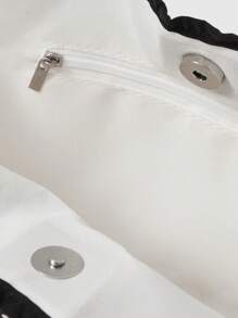 ROMWE Kawaii Túi đeo vai thời trang in hình nơ dung tích lớn, thích hợp cho việc đi làm hàng ngày và du lịch - trắng - Xem 6