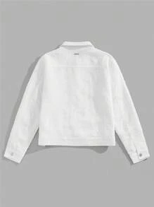 Manfinity VCAY Men's Loose Fit Drop Shoulder Lapel Neck Linen Blend Jacket, Suitable For Autumn, For Fall Winter - White - View 2