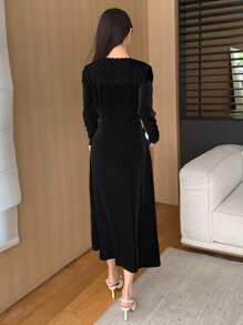 DAZY Women Long Lace Patchwork Bodycon Dress, New Arrival,Fall Dress Long Sleeve Dress - Black - View 4