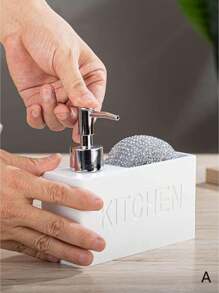 SHEIN 1 pièce Distributeur de lotion en polyresin avec éponge, détail de lettre Distributeur de savon de salle de bain pour la décoration de salle de bain d'été à la maison