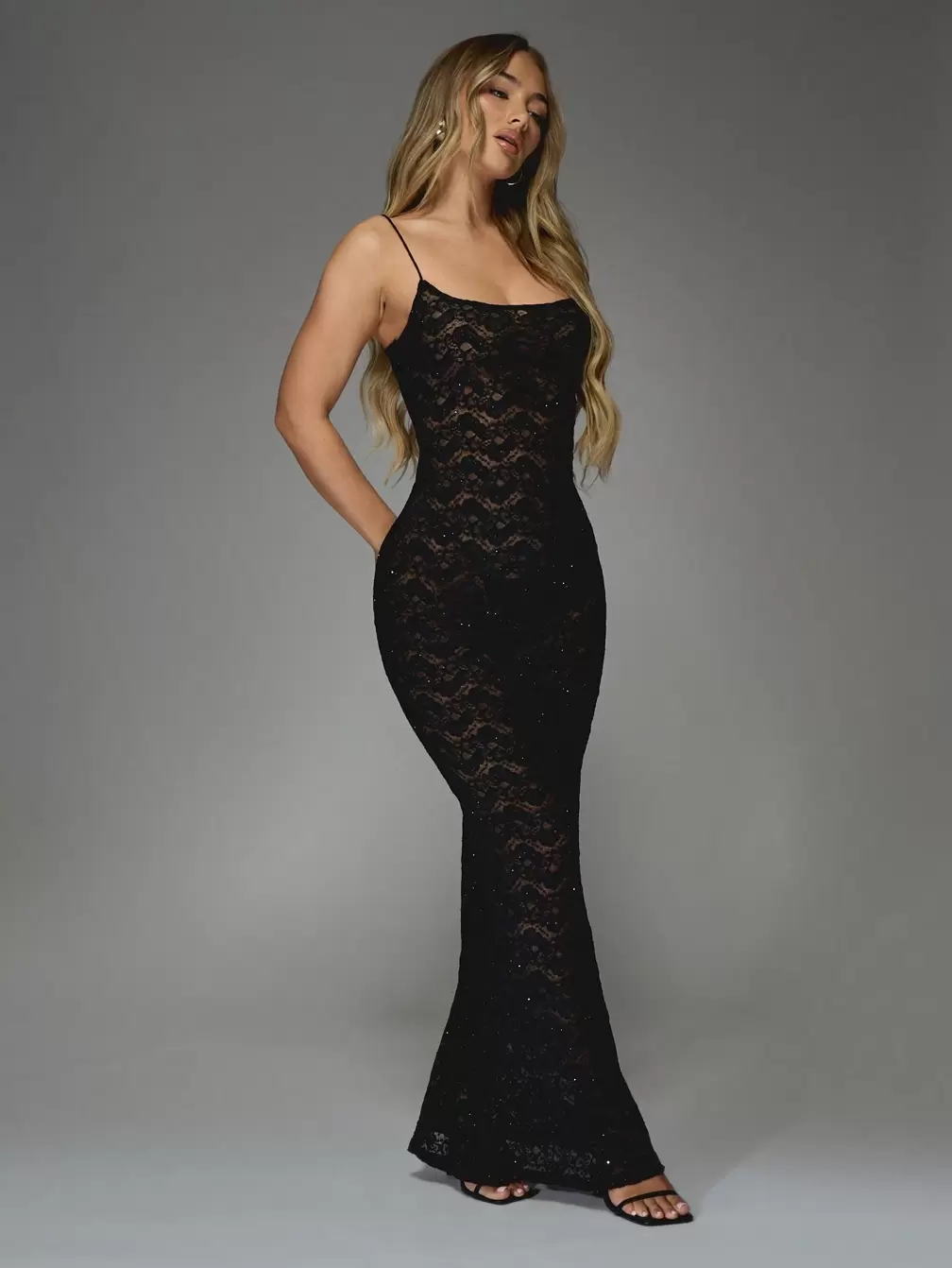 missguided black sequin dress MISSGUIDED Elegant Sequin Embellished Lace Evening Gown Formal Floor Length Spaghetti Strap Mermaid Dress Special Occasion Wedding Guest Maxi Dress,XS