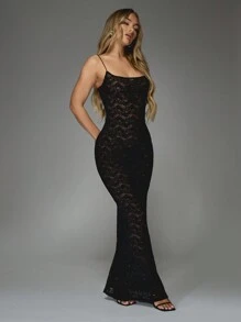 MISSGUIDED Elegantes Abendkleid mit Pailletten-Verzierung, Spitze, bodenlang, Trägerkleider, Meerjungfrauenkleid für besondere Anlässe, Hochzeitsgast Maxikleid