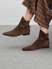 CUCCOO BIZCHIC 适合圣诞节和新年假期的女士时尚百搭尖头踝靴 - 棕色 - 查看 1