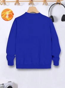 Christmas Santa Claus & Snowman Gingerbread Graphic Casual Holiday Warm Pullover Sweater For Tween Boys - Blue - View 2