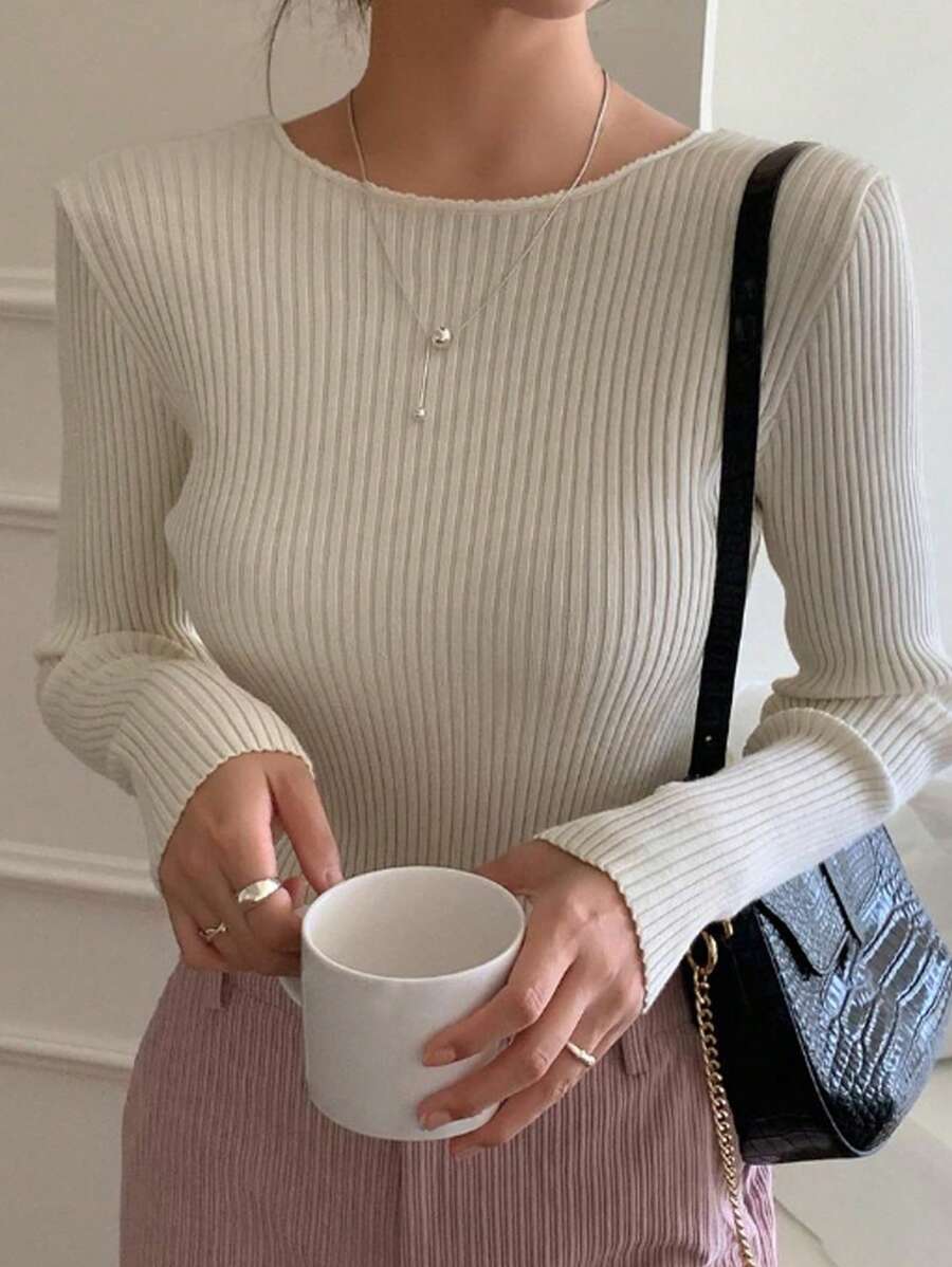 DAZY Casual Pullover Sweater, Simple & Fashionable, Suitable For Daily Wear,Fall Clothes - White - View 1