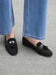 CUCCOO BIZCHIC Damen einfarbige, modische, vielseitige Lässig Ballerinas für Weihnachten und Neujahrsstimmung, Herbst und Winter - Schwarz - Übersicht 4