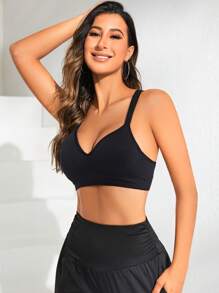 SHEIN Women's Seamless Racerback Sports Bra, Plain Solid Color For Fitness, Yoga - Multicolor - View 5