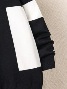 Tween Boys Casual Color Block Crew Neck Loose Fit Warm Long Sleeve Knitted Sweater