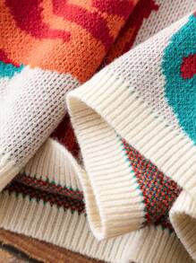 SHEIN LUNE 大码女式碎花长袖毛衣，冬季针织套头衫 - 彩色 - 查看 6