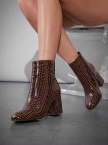SHUZIA Solid Color High Heel Fashion Versatile Ankle Boots, Suitable For Autumn/Spring Shoes Spring Break Easter - Brown - View 5