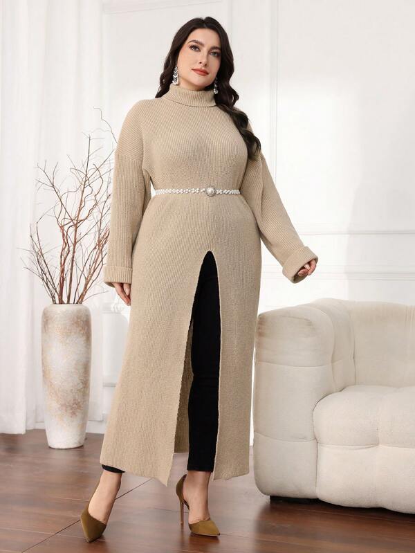 Mulvari Plus Size Crew Neck Sweater, Casual And Fashionable For Everyday Wear