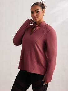 Easithlete Sudadera de yoga de manga larga con bolsillos y media cremallera, para el Año Nuevo Chino, talla grande - Rojo - Ver 5