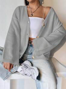 Flirla 女士休闲宽松前扣开衫，秋冬