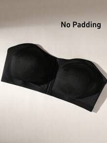 Plus Size Front Closure Wireless Bandeau Bra, 1pc - Black - View 8