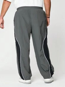 Manfinity VCAY Plus Size Men Loose Casual Woven Long Pants - Grey - View 5