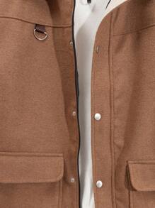 RueChic 100% Cotton Men Zip-Up And Button Detailed With Pockets Regular Jacket - Camel - View 5