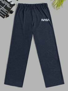 RueChic 2pcs Men Comfortable Casual English Text Print Lounge Pants Set - Multicolor - View 5