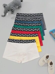 6pcs/Pack Letter Jacquard Waistband Teens/Youth Boxer Briefs - Multicolor - View 1