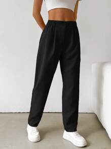 SHEIN EZwear Women's Casual Solid Color Corduroy Pencil Pants, Autumn/Winter