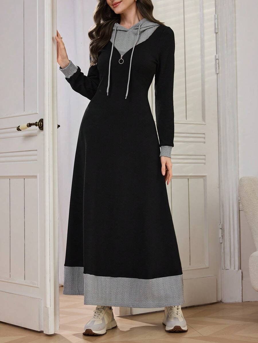 Mulvari Women's Color Block Zip-Up Long Sleeve Tunic Sweatshirt ...