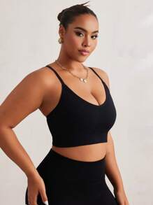 Easithlete Plus Size Women Solid Color Sporty Brassiere