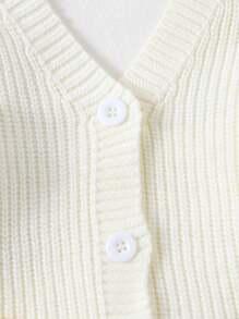 SHEIN Chaqueta holgada informal para niña con bloqueo de color, decoración floral 3D y manga caída con botones, adecuada para otoño/invierno