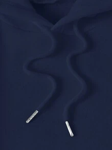 INAWLY 大码星月印花休闲连帽长袖卫衣，适合毕业季、教师节等场合，秋冬季返校季套头衫 - 藏蓝色 - 查看 3