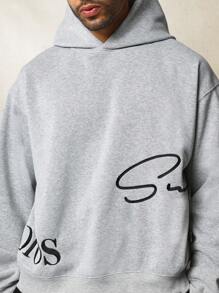 SUMWON Studio Dios Designer Signature Collection Oversized Pullover Hoodie Premium Streetwear Statement Athleisure Fall Winter Casual Urban Fashion - Grey - View 4