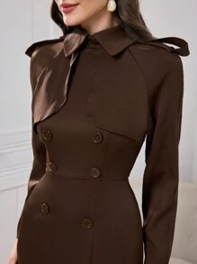 Modelyn 女士优雅束腰系腰连衣裙鱼尾长礼服，优雅场合穿着长款女士服装 - 棕色 - 查看 5