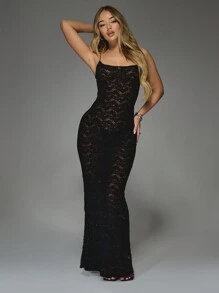 MISSGUIDED Elegantes Abendkleid mit Pailletten-Verzierung, Spitze, bodenlang, Trägerkleider, Meerjungfrauenkleid für besondere Anlässe, Hochzeitsgast Maxikleid