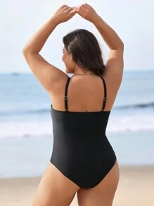 Swim Lushoire Plus Size Minimalist Casual Everyday Sleeveless One-Piece Camisole Summer