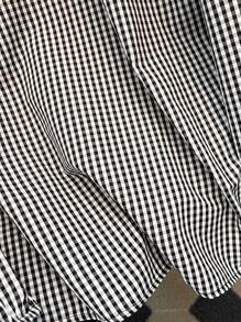 SHEIN LUNE 大码休闲格子 V 领衬衫，秋季 - 黑色 - 查看 4