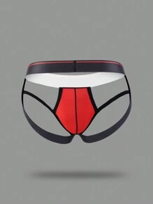 字母图案撞色镂空男士性感三角裤 - 彩色 - 查看 2