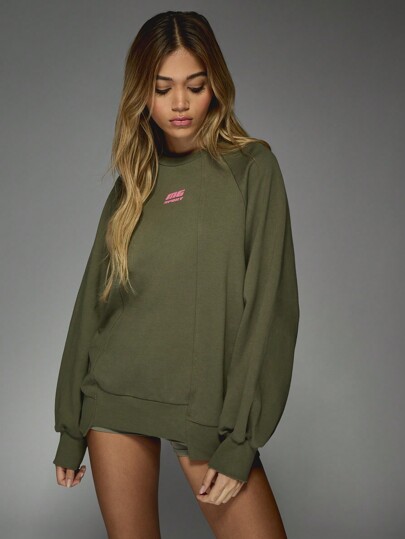 MISSGUIDED Athleisure Split Hem Oversized Sweatshirt For Running Hiking Training Professional Sports Activewear Fall Winter Workout Performance Loungewear Casual Athletics