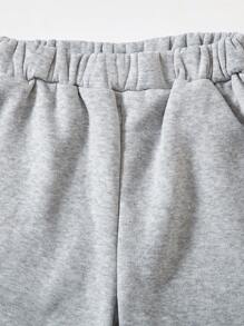 SHEIN Explorewe 2pcs/Set Teen Girl Letter Print Crew Neck Long Sleeve Top And Elastic Waist Pants