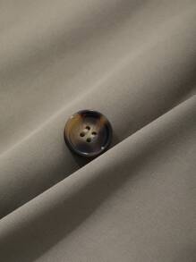 DAZY 男士休闲纯色风衣，时尚日常穿着 - 灰色 - 查看 3