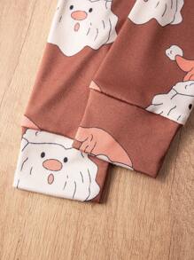 Set de 2 piezas de pijama de ajuste ceñido con estampado de Papá Noel de manga larga para niño pequeño