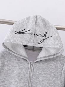 Conjuntos de roupas para meninos pré-adolescentes - Inclui moletom com capuz e zíper com estampa de letras, camiseta básica e calças de cor sólida para o primeiro dia de aula