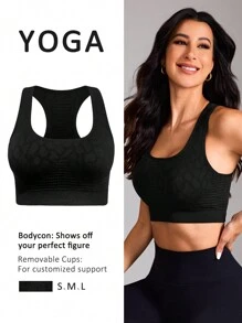 SHEIN Sport Studio 1pc Women Wireless Seamless Sports Bra (Black)