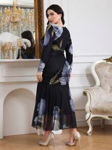 Modelyn Váy dạ hội dài họa tiết hoa cỡ lớn thường ngày, đơn giản và thời trang - Nhiều màu - Xem 2