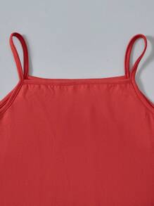 SHEIN 3pcs/Pack Casual Multi-Color Knit Camisole Top For Tween Girls - Red - View 3