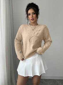 Elenzga 女士圆领纯色针织套头衫，秋冬季款