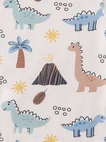 2 Peças Conjunto de Top de Manga Longa e Calça com Estampa de Dinossauro, Ajuste Confortável, Roupas Casuais para Casa, Bebê Menino
