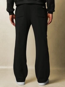 SUMWON Weite Sporthosen mit retroem Logo-Muster, Reißverschluss am Knöchel, Lässig Streetwear, Aktivsport Loungewear, Trainingsanzughosen für Herbst und Winter