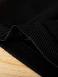 2 件装女婴时尚彩虹字母印花连帽衫和裤子套装，秋冬季休闲保暖服装 - 黑色 - 查看 7