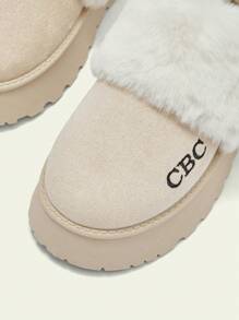 Cuccoo Giày bốt đi tuyết ấm áp chống trượt thoải mái thời trang nữ, 2024 Dép đế dày mũi kín cho mùa thu/đông cho Giáng sinh và năm mới, không khí lễ hội mùa thu và đông - Màu be - Xem 7