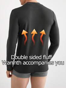 Men's Crew Neck Solid Color Warm Thermal Underwear Top, For Autumn/Winter - Dark Grey - View 2